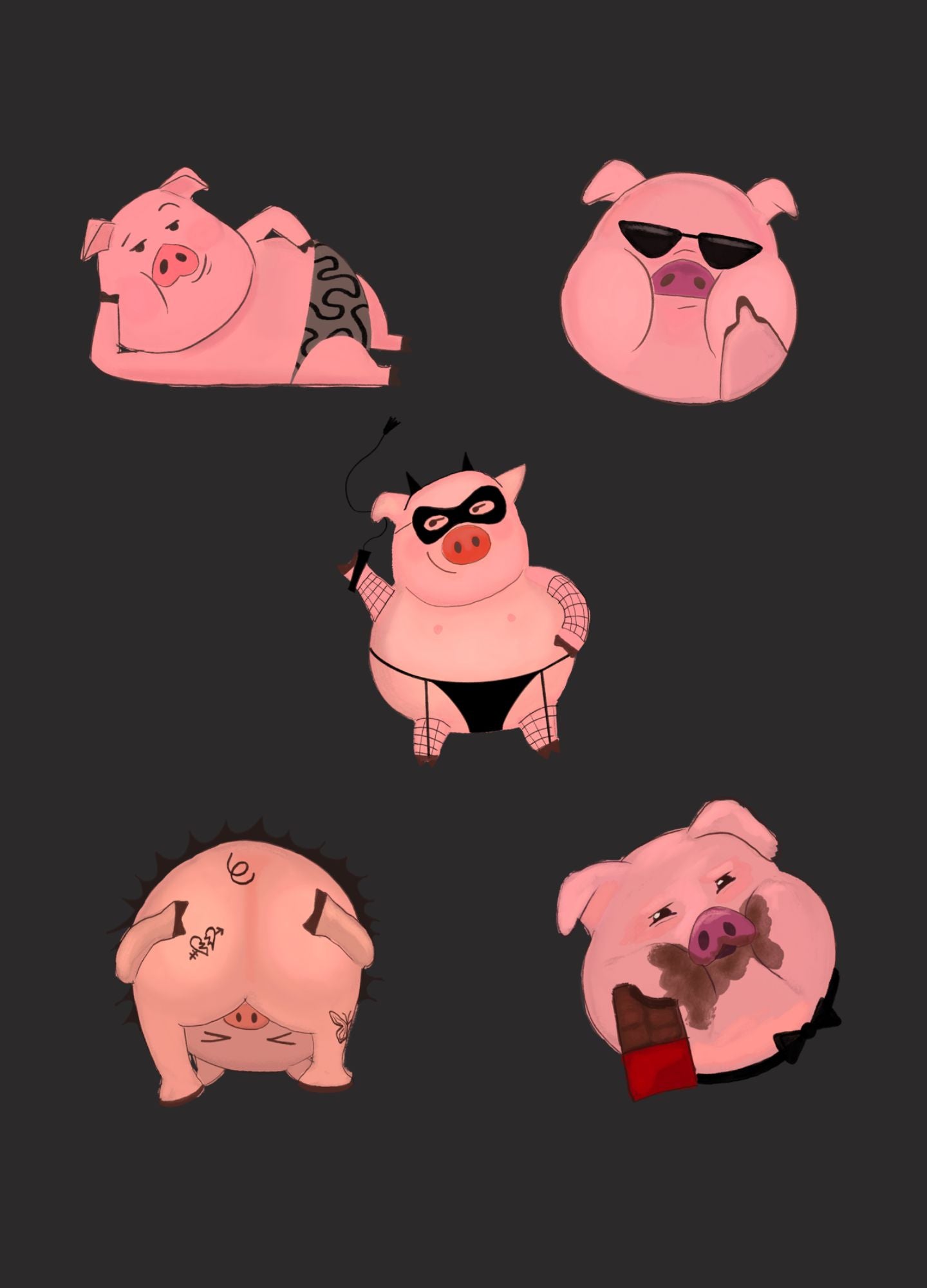 Conjunto Pantalón Cerditos - Negro