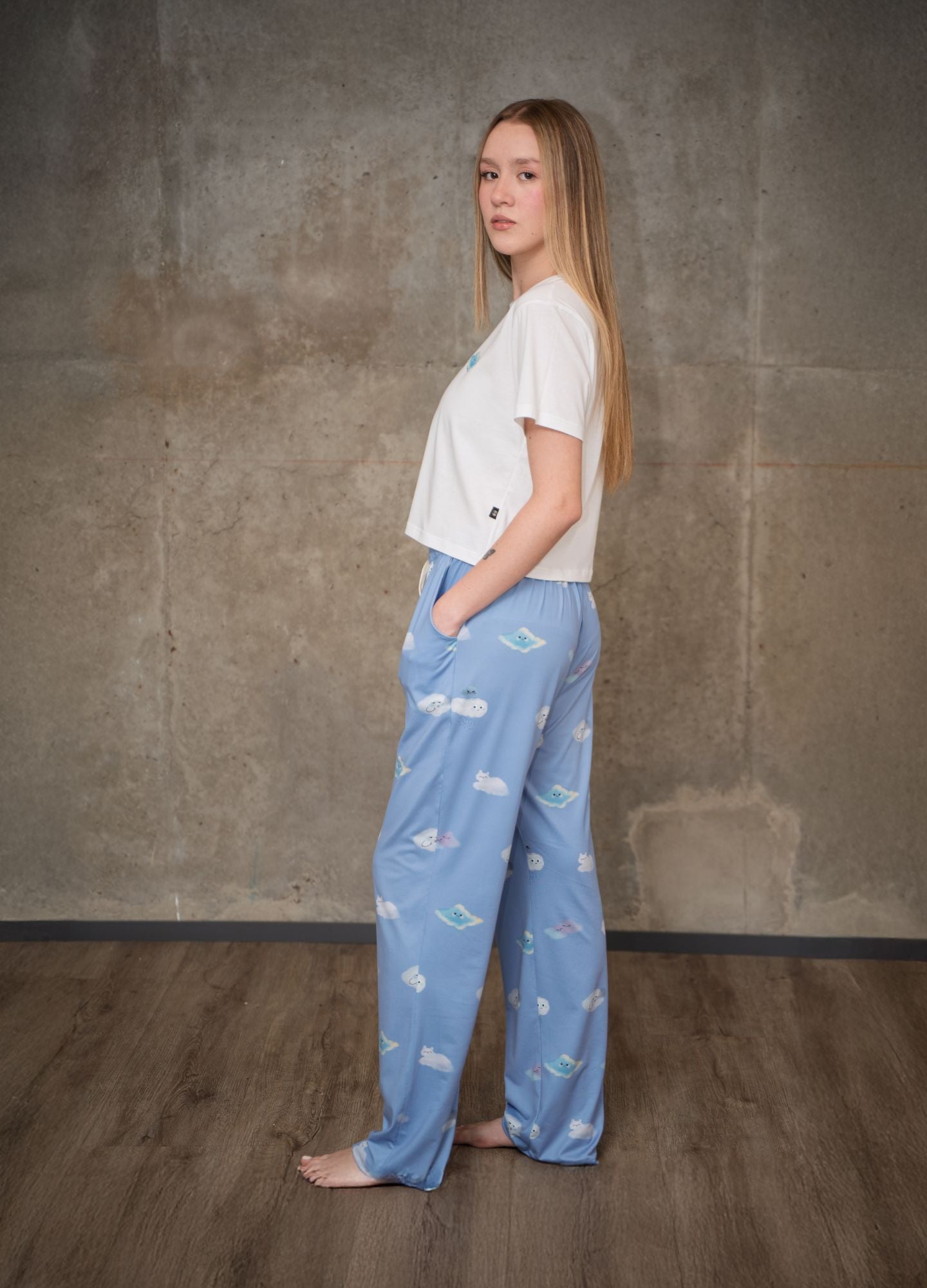 Conjunto Pantalón Nubes - Azul Cielo