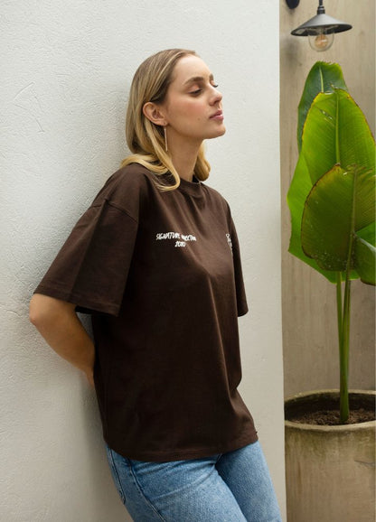 Signature Ciampino Camiseta Oversized – Café - CIAMPINO