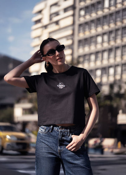 Orbit Crop Top – Negro