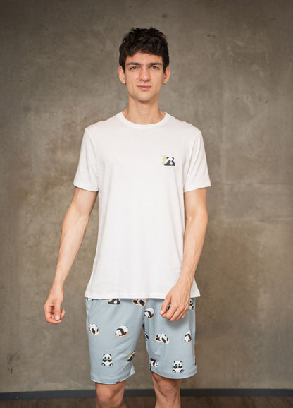 Conjunto Short Pandas - Gris Azulado