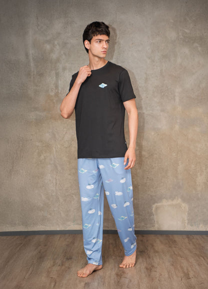 Conjunto Pantalón Nubes - Azul Cielo