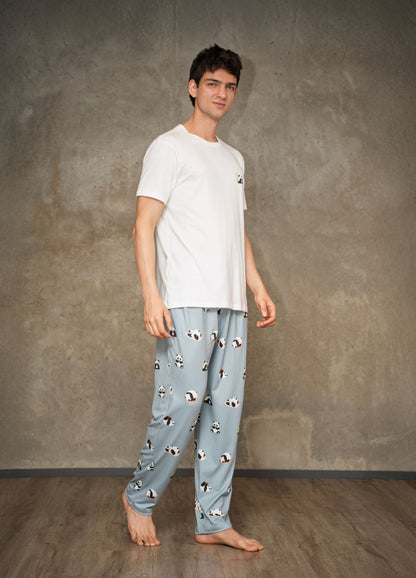 Conjunto Pantalón Pandas - Gris Azulado