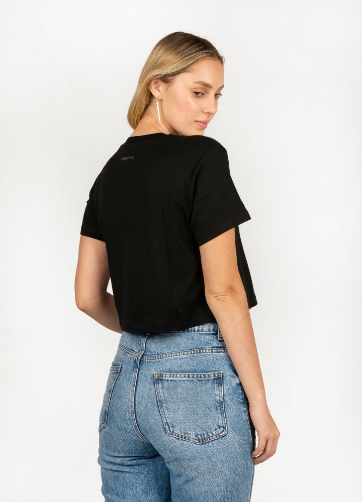 Classic Crop Top Rib - Negro - CIAMPINO