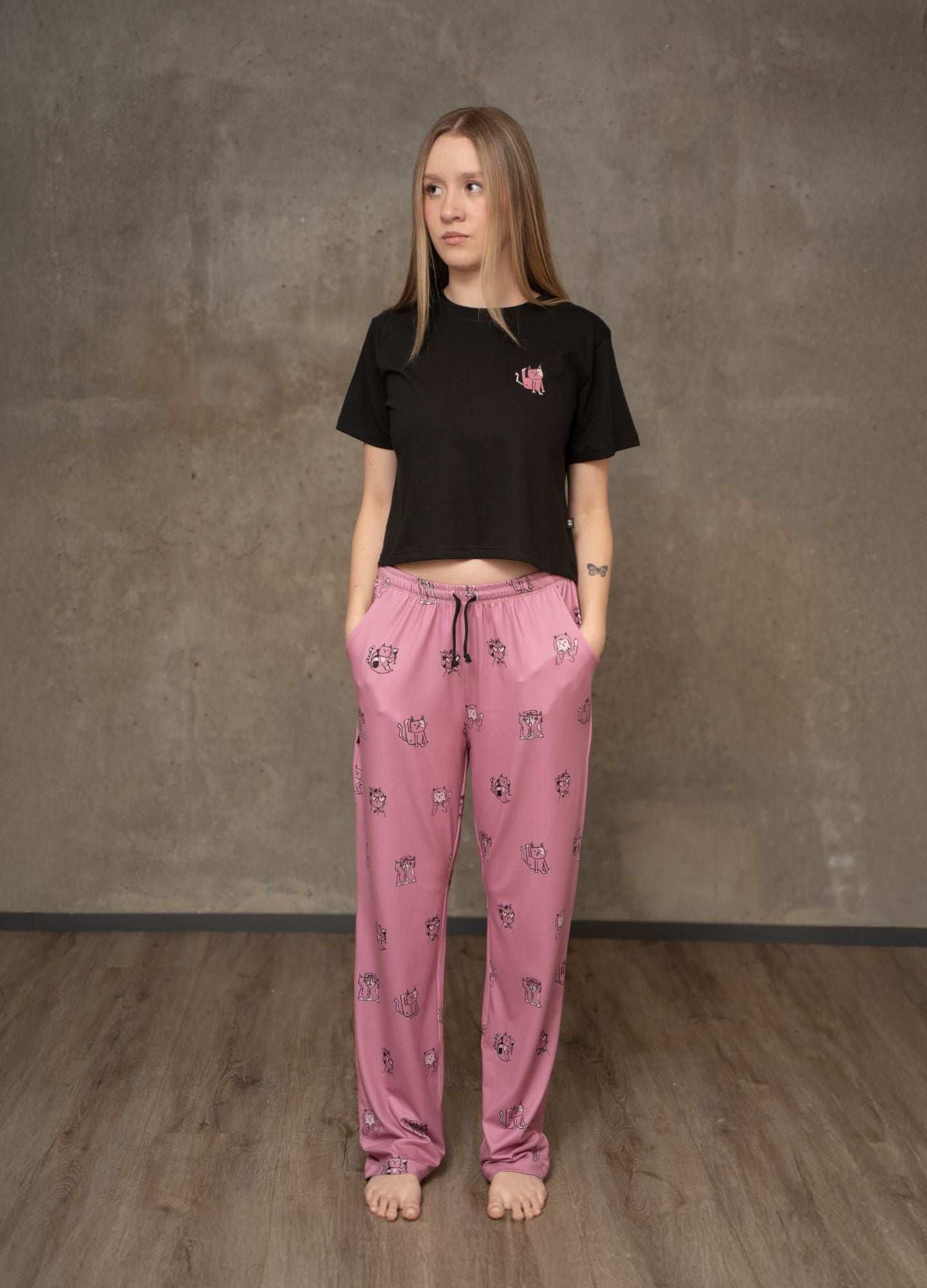 Conjunto Pantalón Gaticos - Rosa