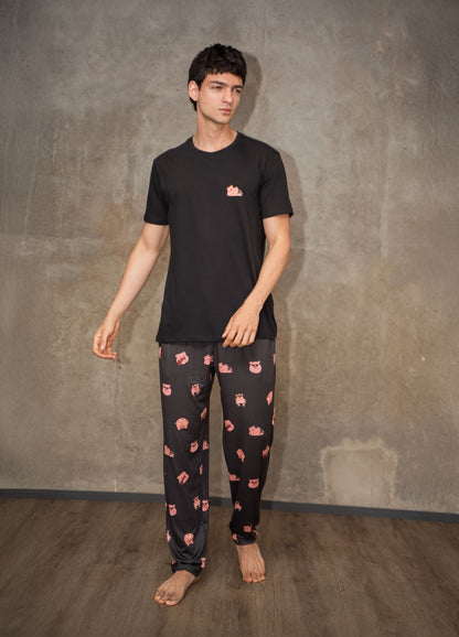 Conjunto Pantalón Cerditos - Negro