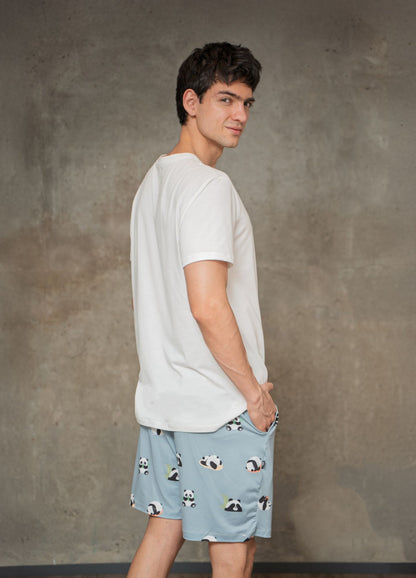 Conjunto Short Pandas - Gris Azulado