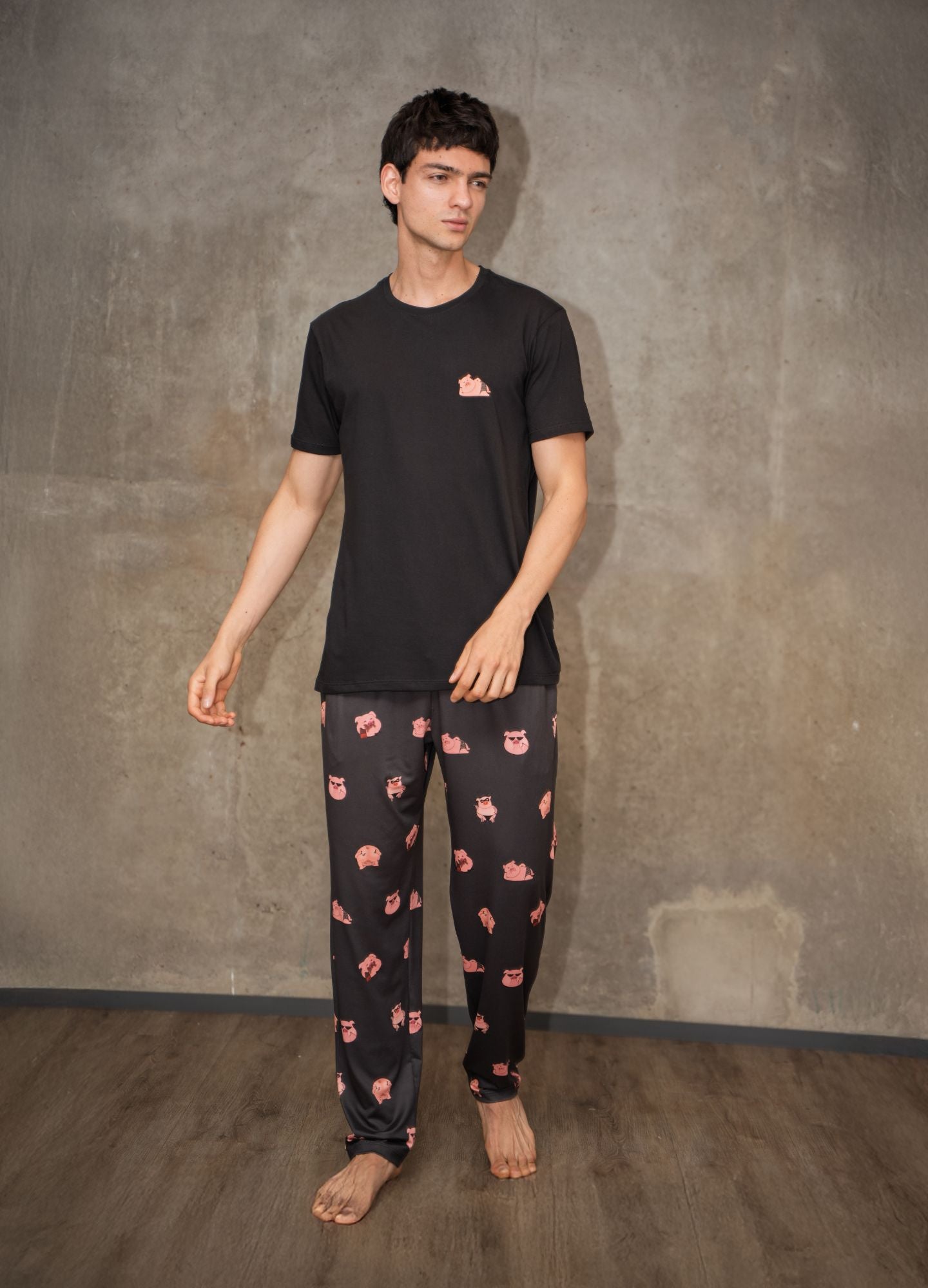 Conjunto Pantalón Cerditos - Negro