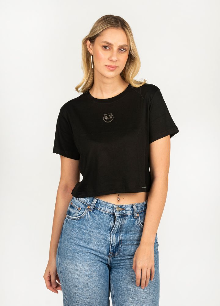 Classic Crop Top Rib - Negro - CIAMPINO