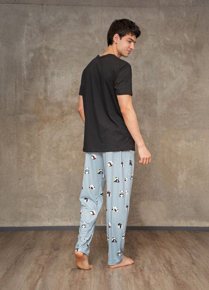 Conjunto Pantalón Pandas - Gris Azulado