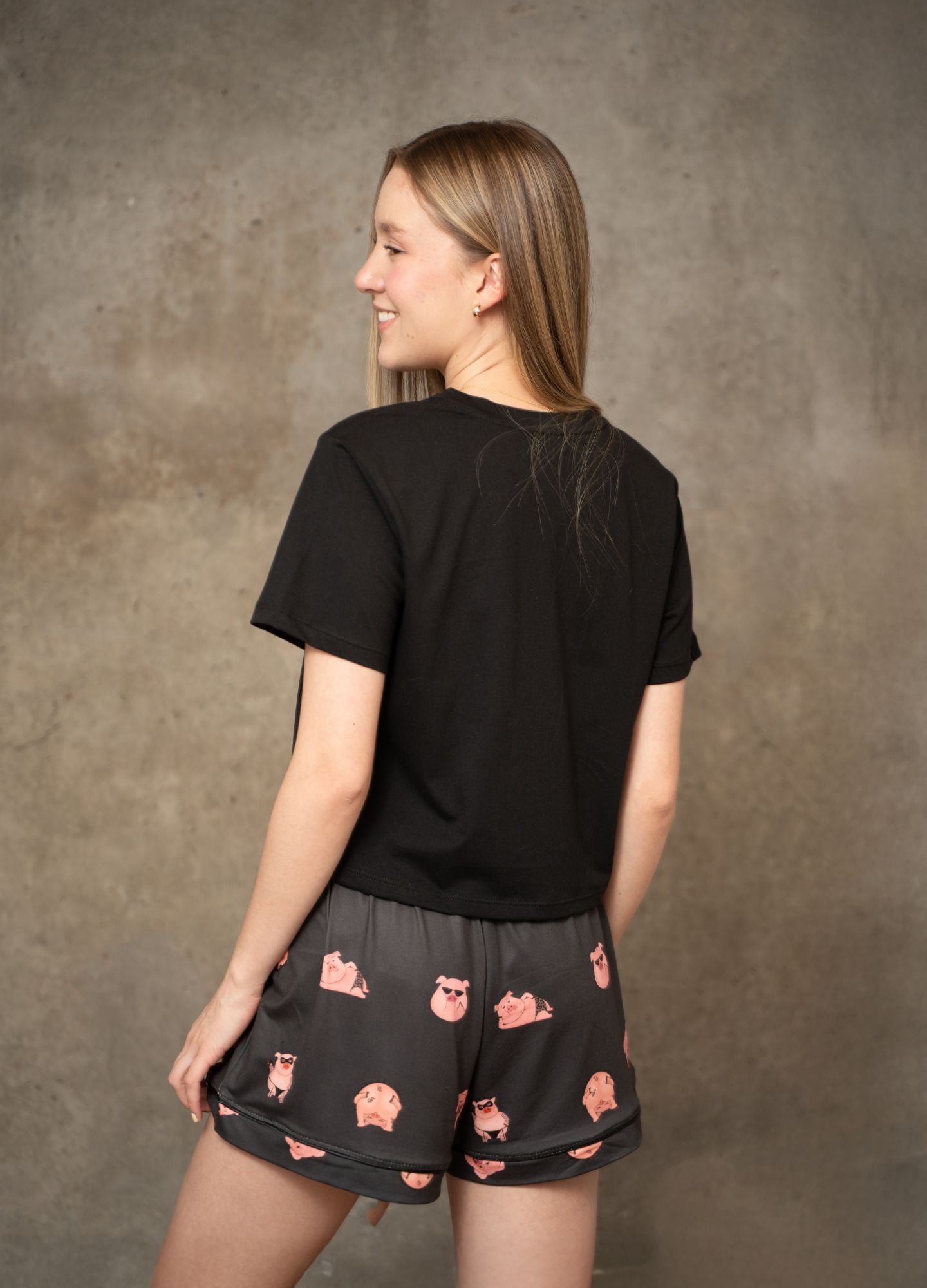 Conjunto Short Cerditos - Negro