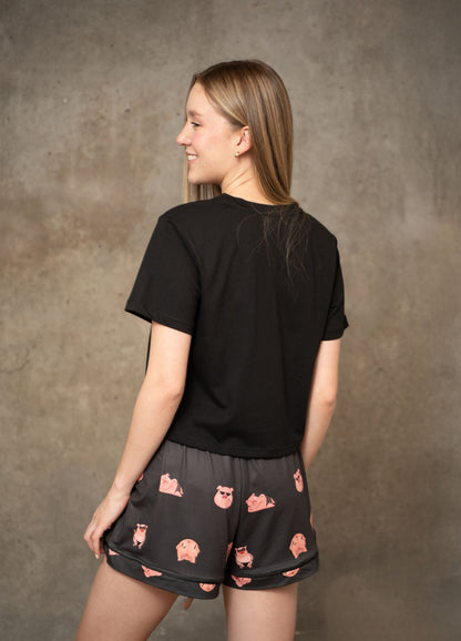 Conjunto Short Cerditos - Negro
