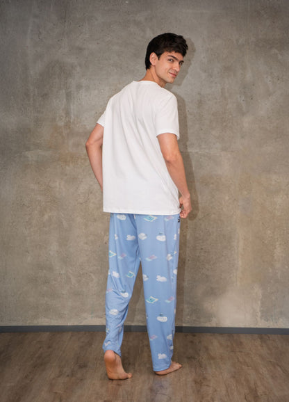 Conjunto Pantalón Nubes - Azul Cielo