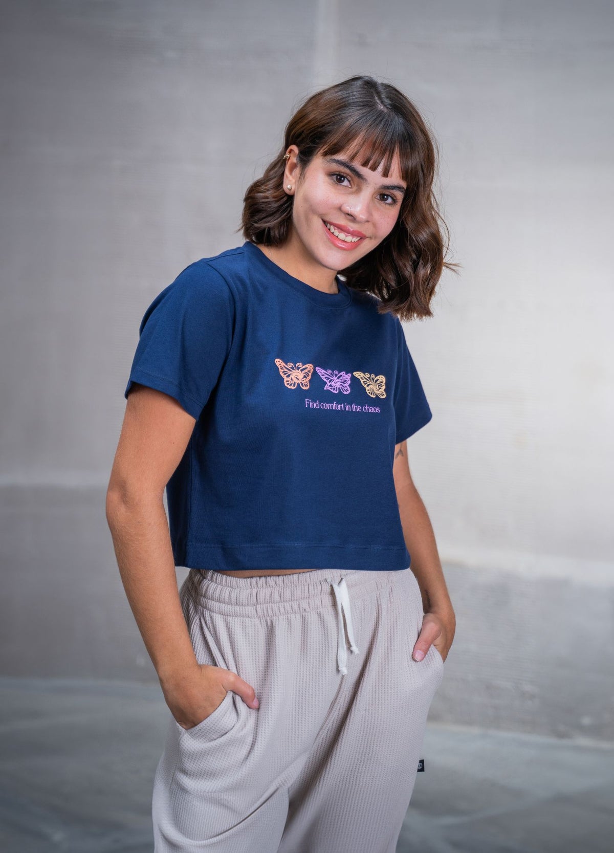 Crop Top Mariposas – Azul - CIAMPINO