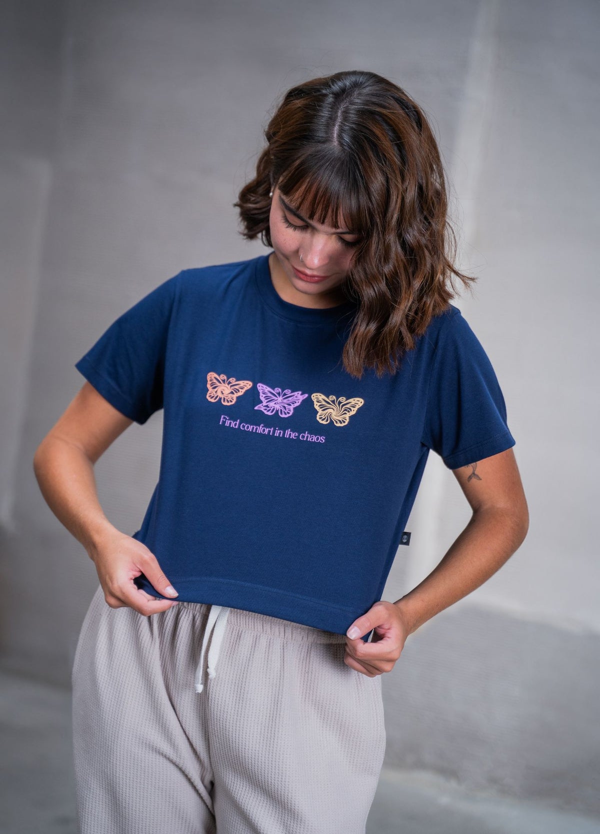 Crop Top Mariposas – Azul - CIAMPINO
