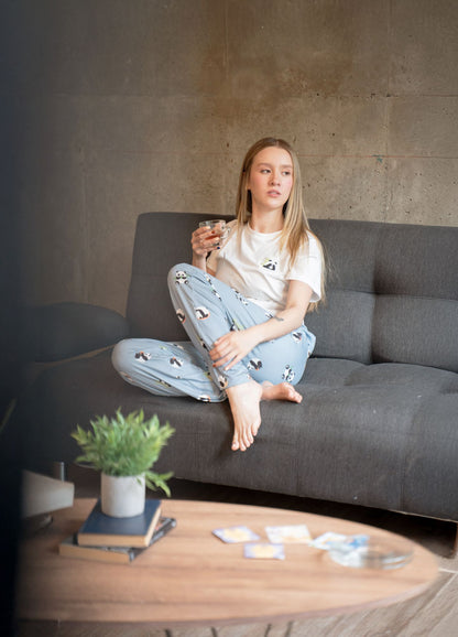 Conjunto Pantalón Pandas - Gris Azulado