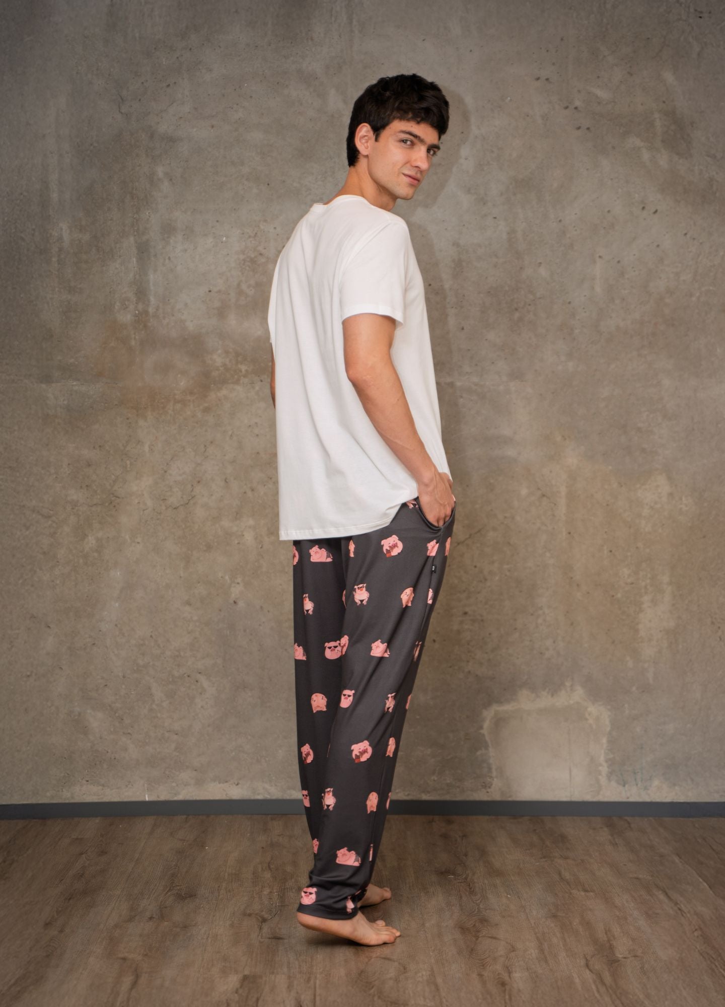 Conjunto Pantalón Cerditos - Negro