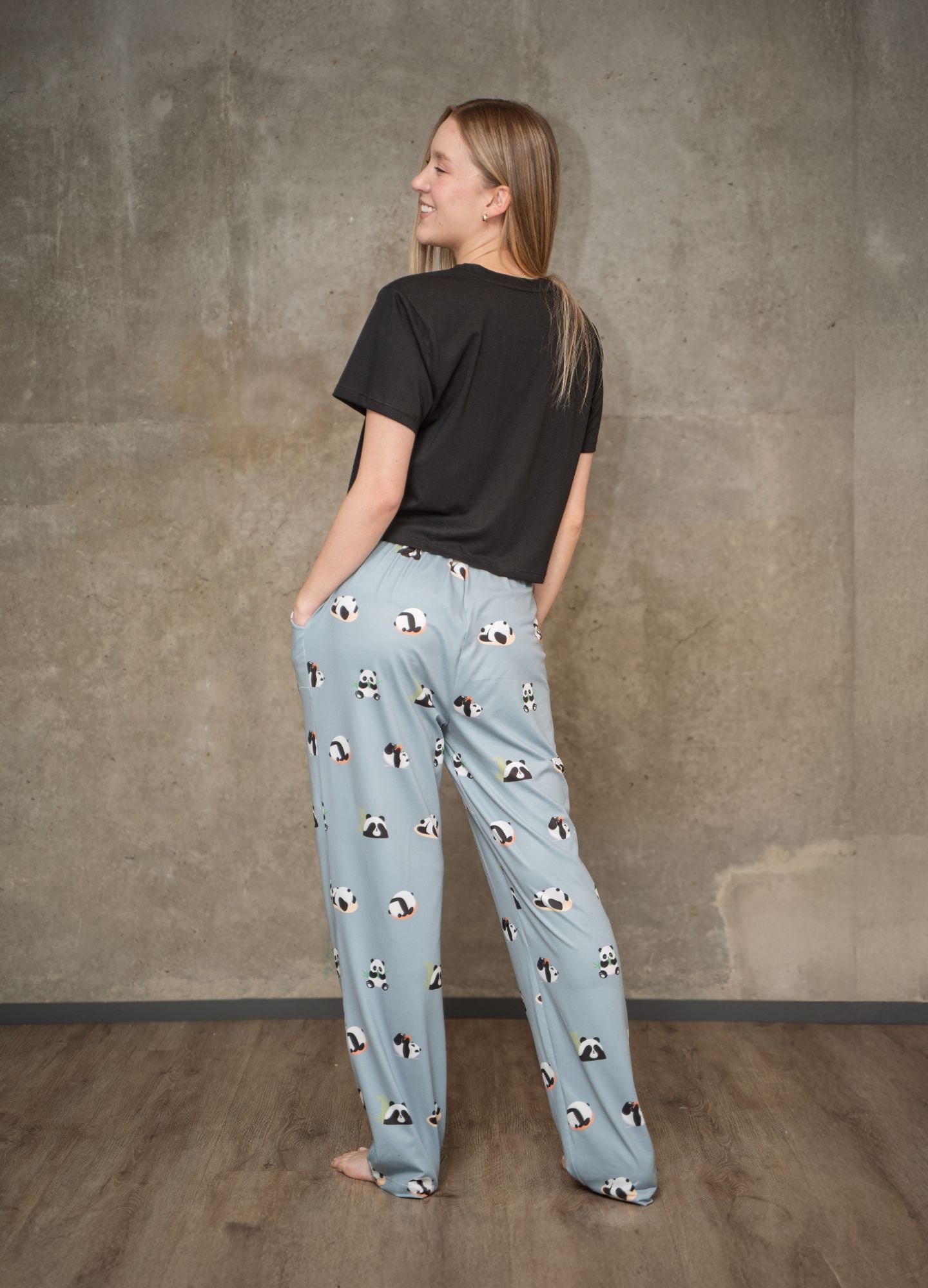 Conjunto Pantalón Pandas - Gris Azulado