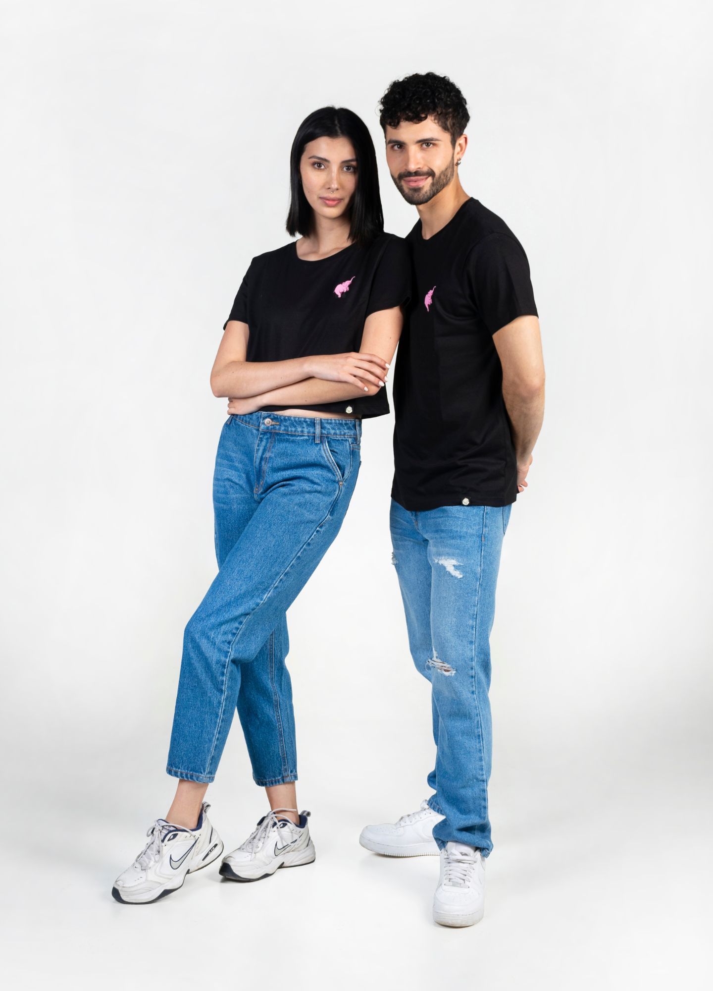 Elefante rosa Crop Top - Negro - CIAMPINO