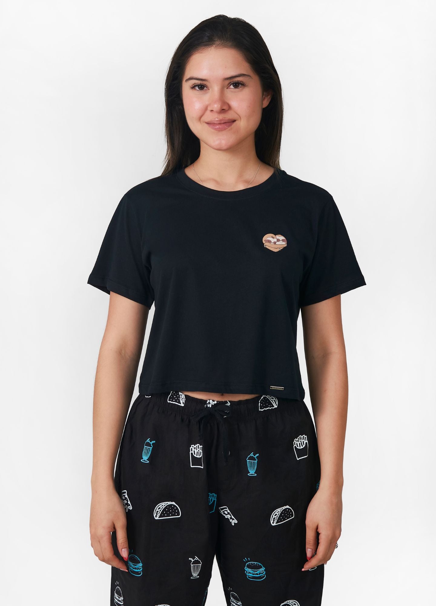 PJS Corazón Crop Top – Negro