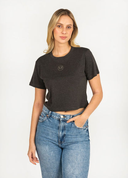 Classic Crop Top Rib - Gris Profundo - CIAMPINO