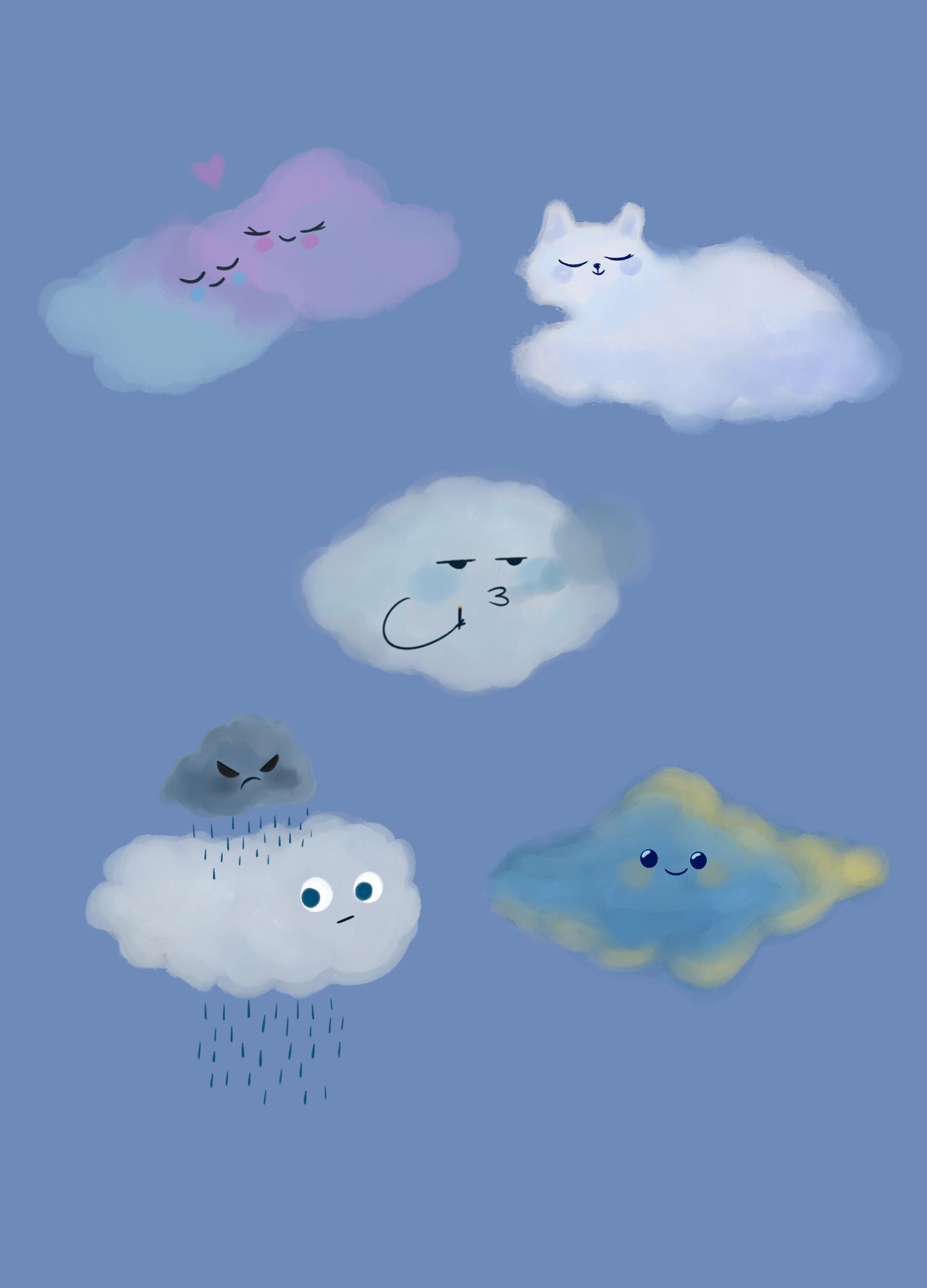 Conjunto Pantalón Nubes - Azul Cielo