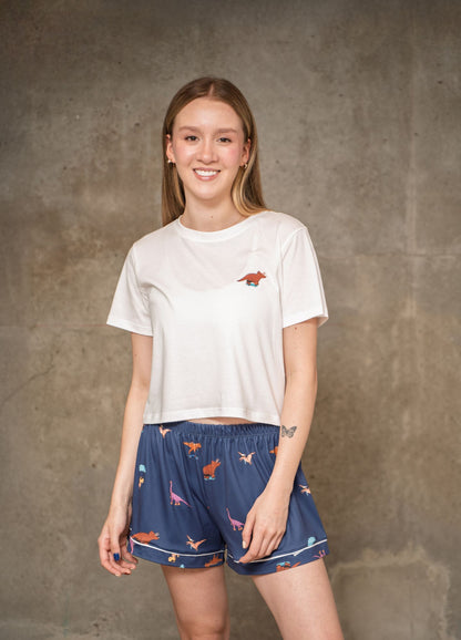 Conjunto Short Dinos - Azul