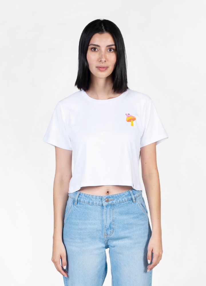 Fungi Crop Top &#8211; Blanco - CIAMPINO