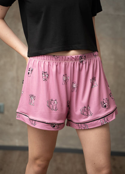 Conjunto Short Gaticos - Rosa