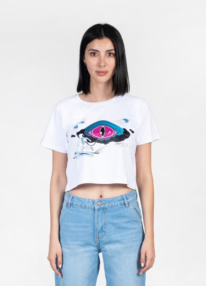 Distopía Crop Top &#8211; Blanco - CIAMPINO