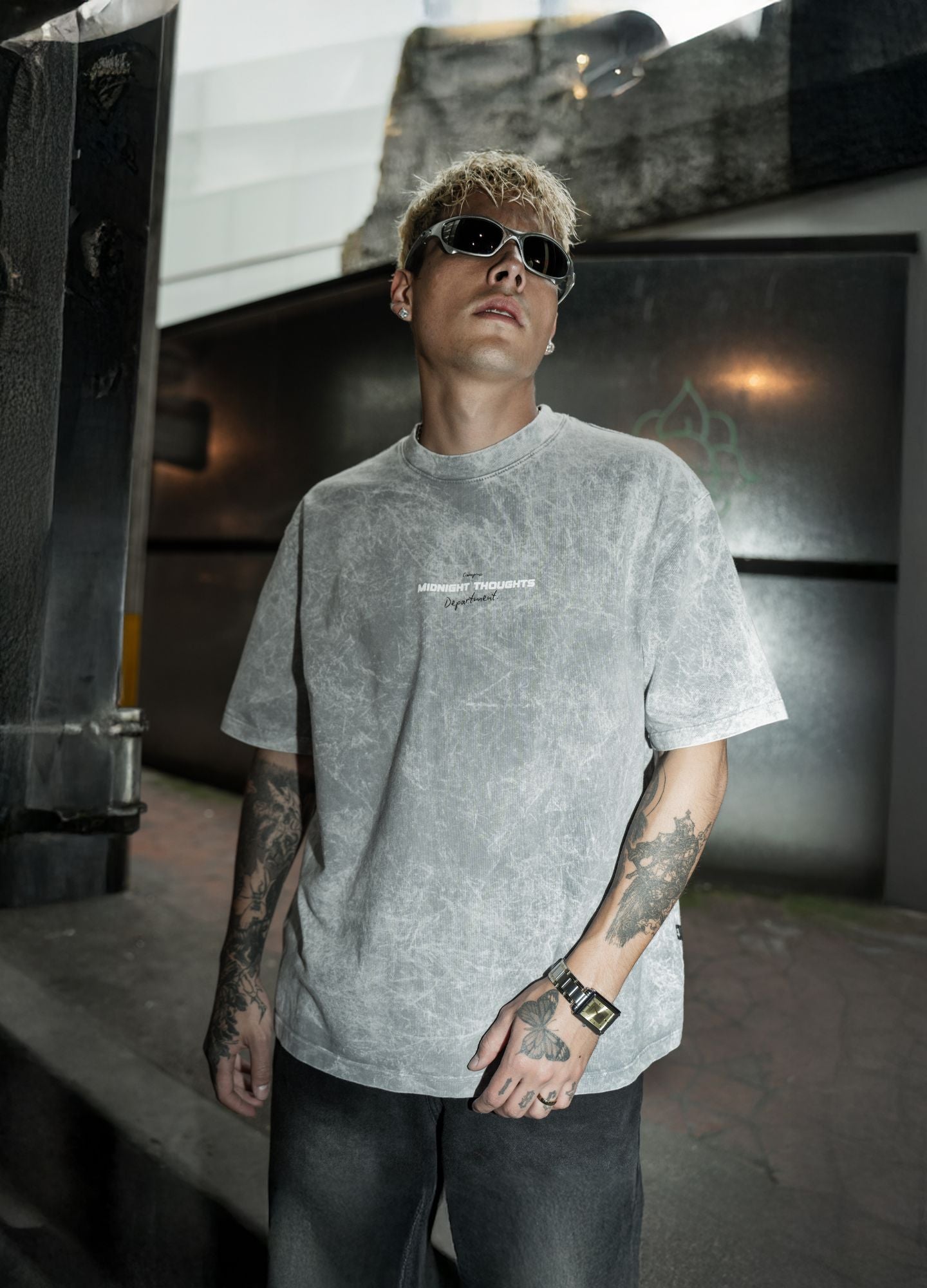 Midnight Boxy Fit - Gris Acid Wash