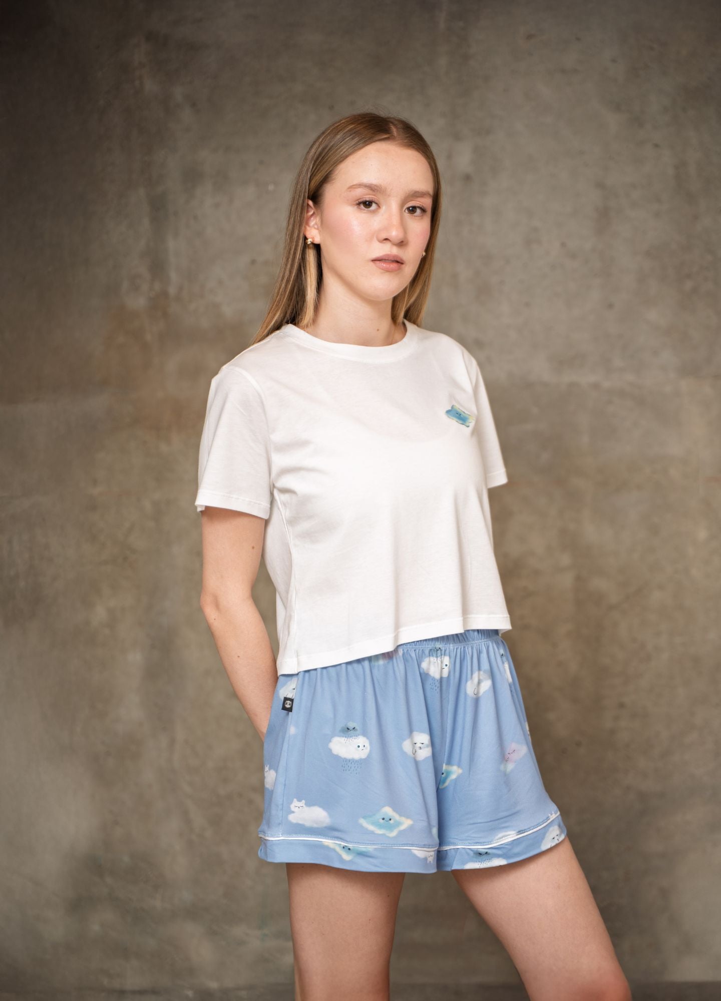 Conjunto Short Nubes - Azul Cielo