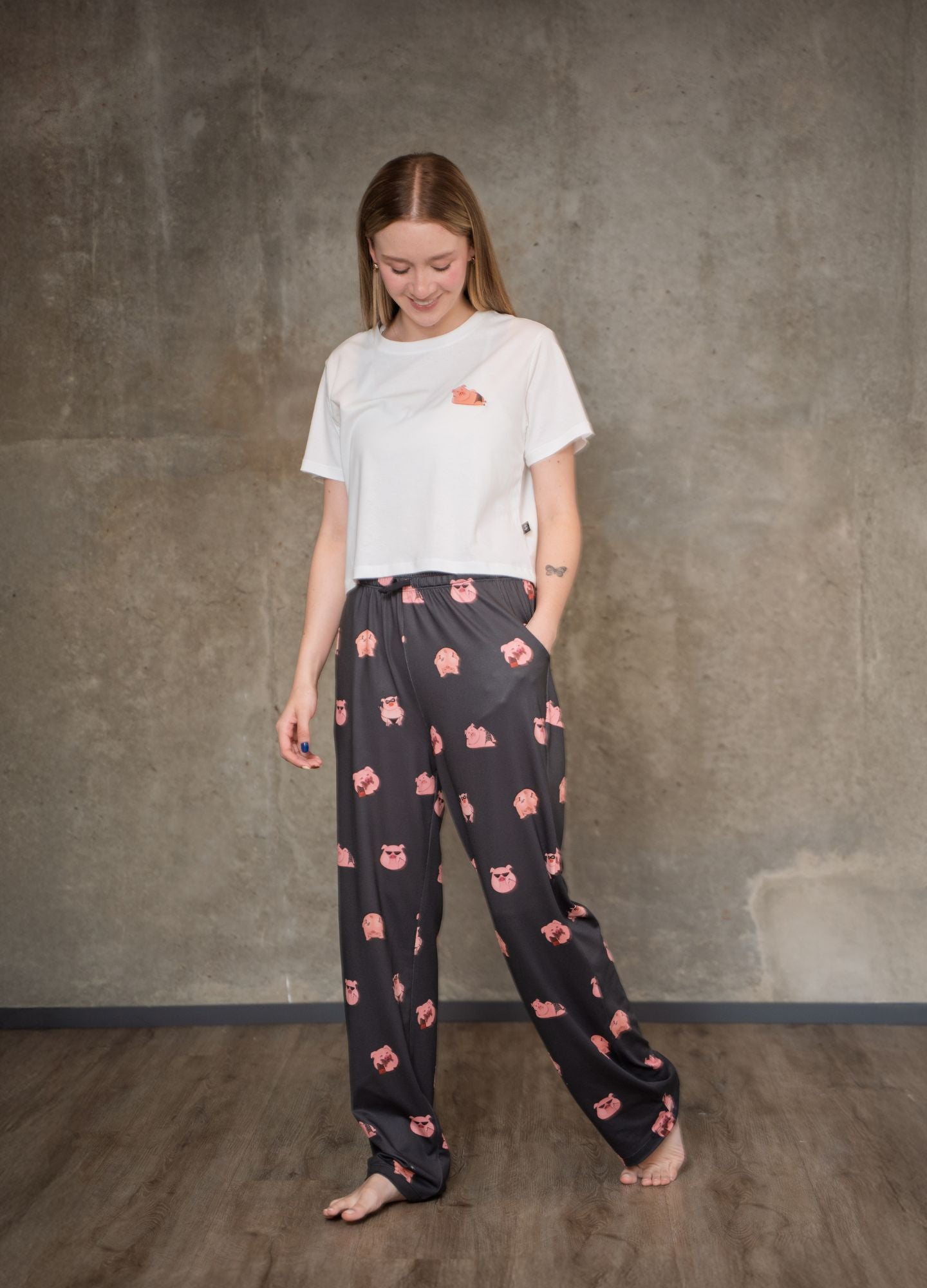 Conjunto Pantalón Cerditos - Negro