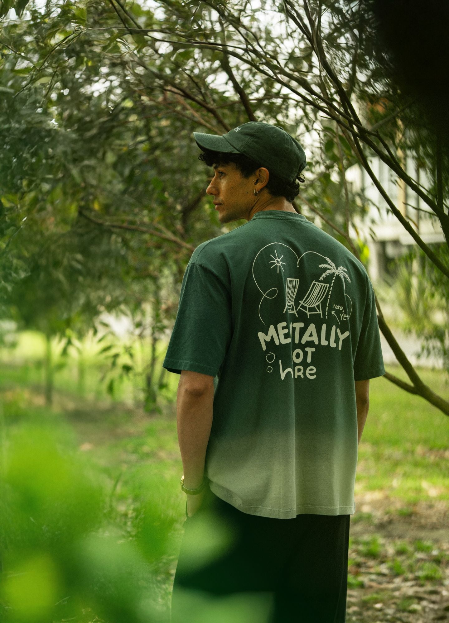 Mentally Not Here Boxy Fit - Verde Gradiente