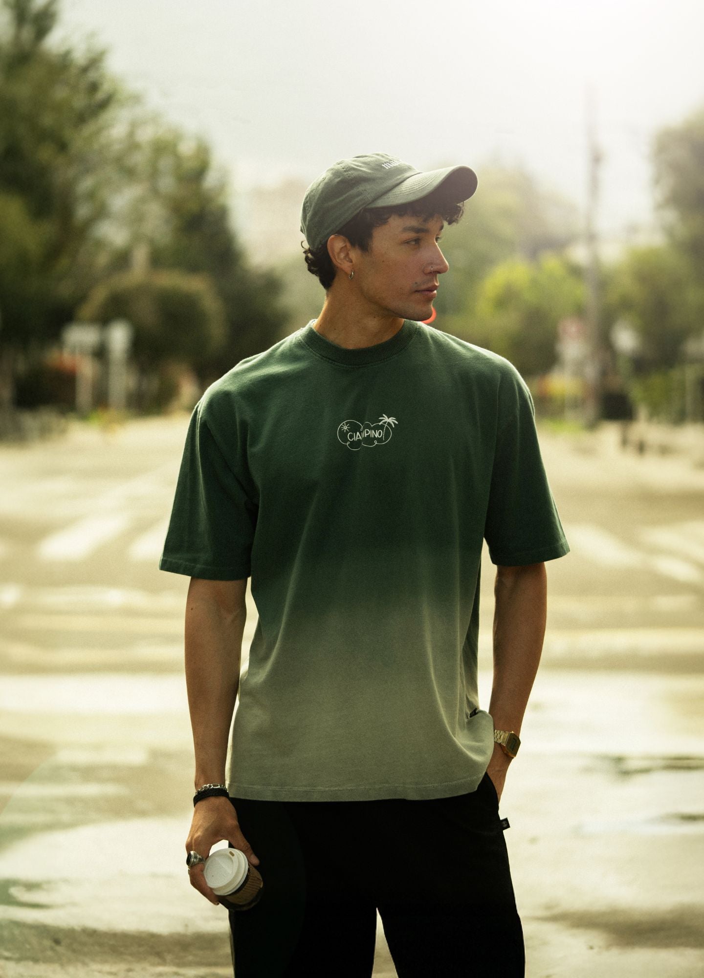 Mentally Not Here Boxy Fit - Verde Gradiente