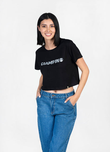 Hojas Crop Top- Negro - CIAMPINO