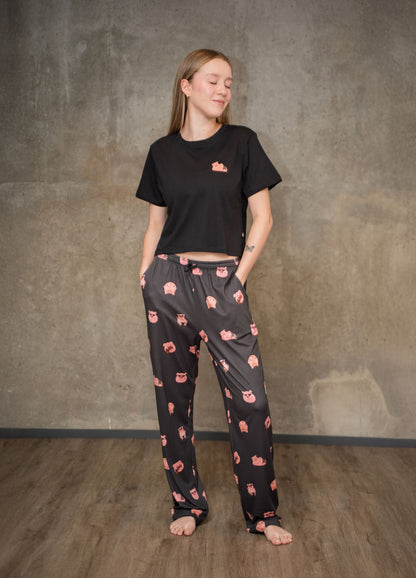 Conjunto Pantalón Cerditos - Negro