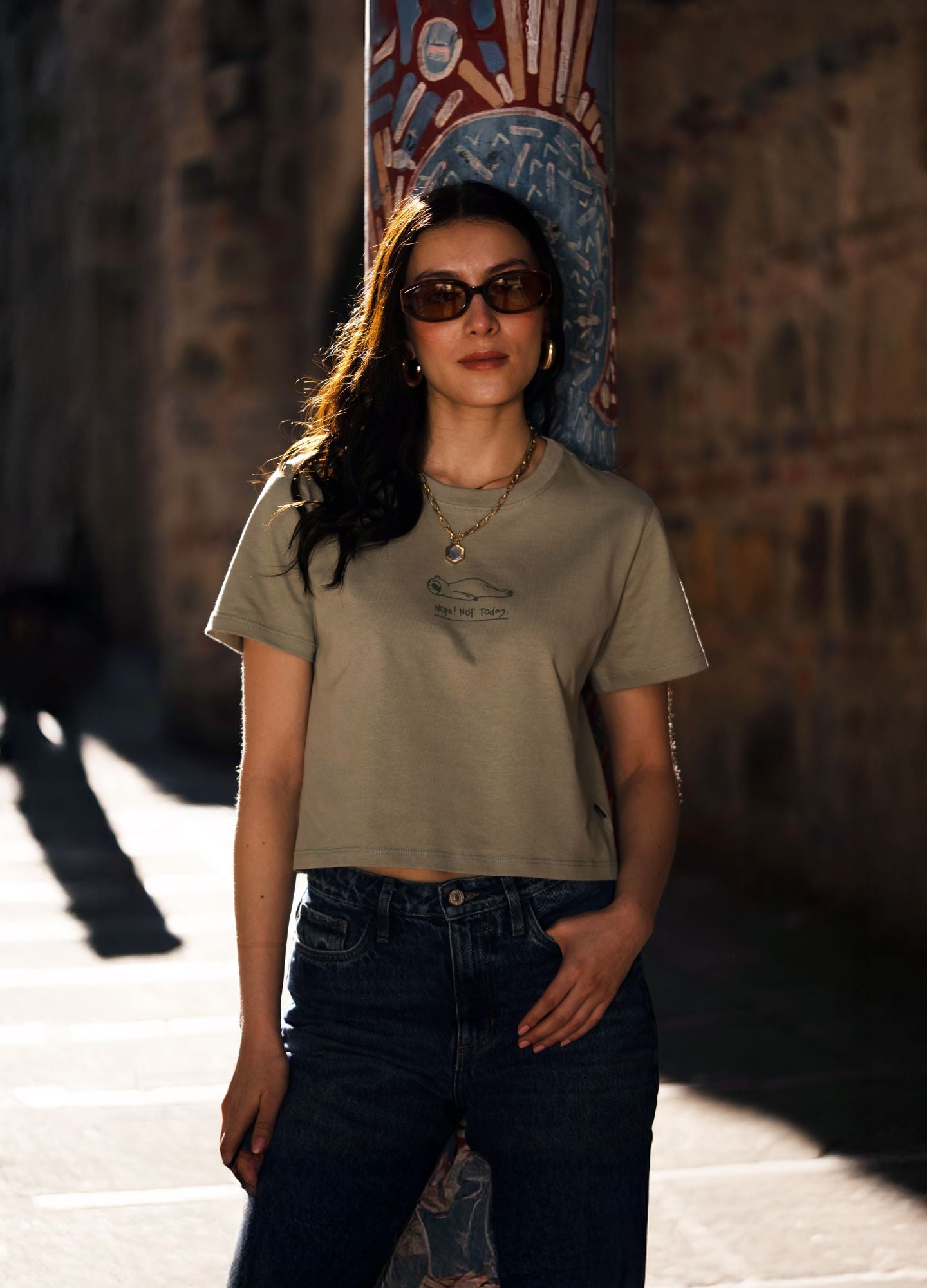 Nop Today Crop Top – Verde Oliva