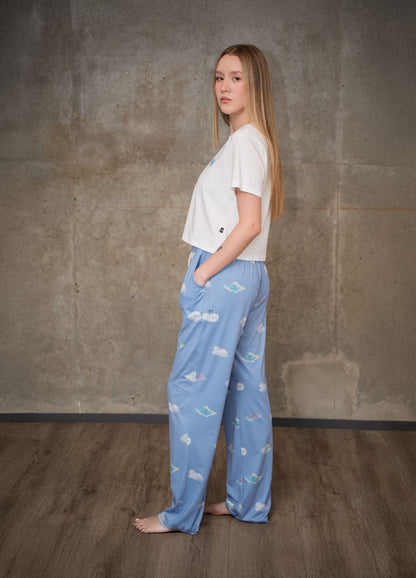 Conjunto Pantalón Nubes - Azul Cielo