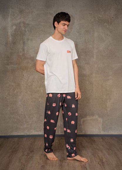 Conjunto Pantalón Cerditos - Negro