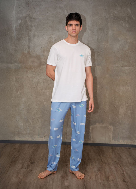 Conjunto Pantalón Nubes - Azul Cielo