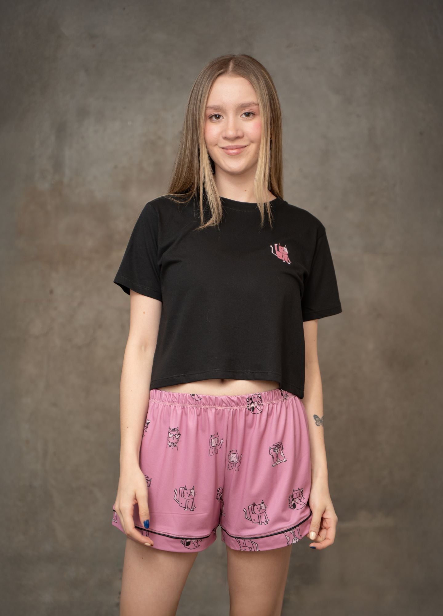 Conjunto Short Gaticos - Rosa