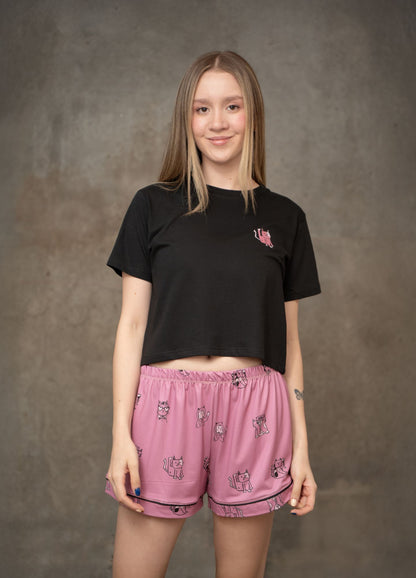 Conjunto Short Gaticos - Rosa