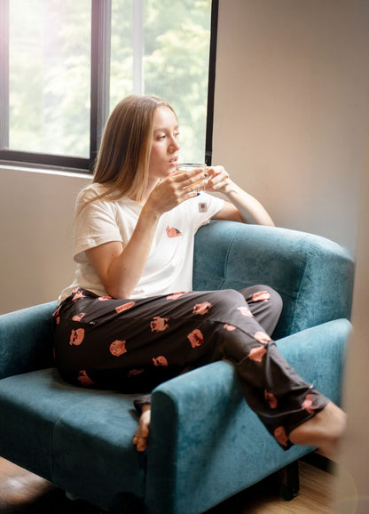 Conjunto Pantalón Cerditos - Negro