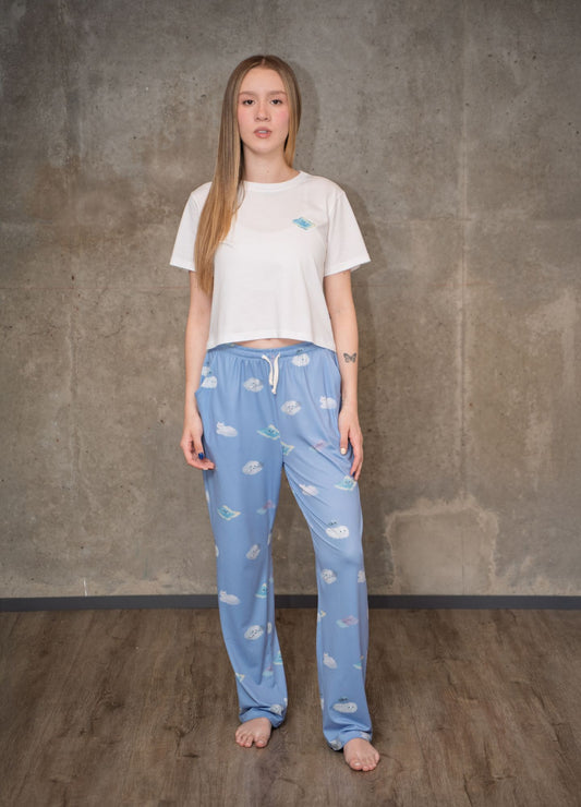 Conjunto Pantalón Nubes - Azul Cielo