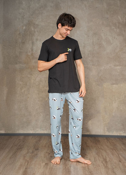 Conjunto Pantalón Pandas - Gris Azulado