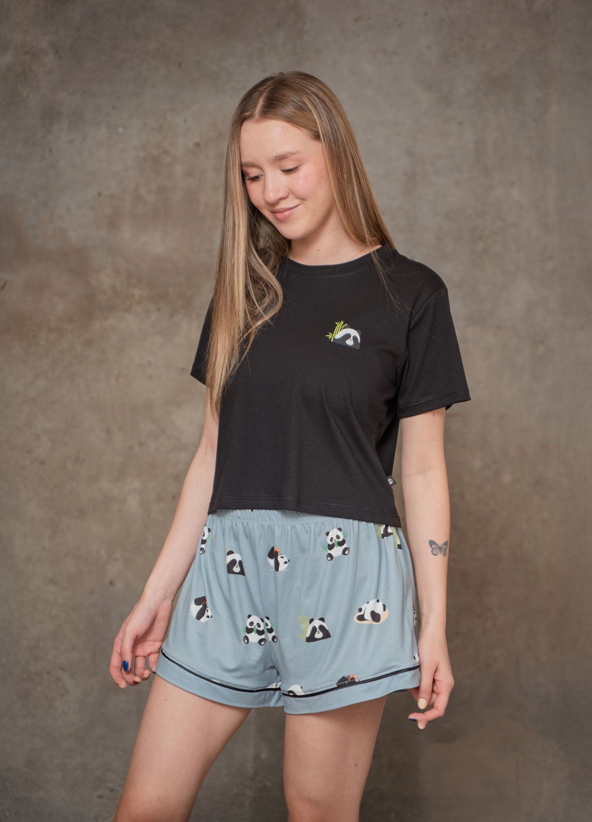 Conjunto Short Pandas - Gris Azulado - CIAMPINO