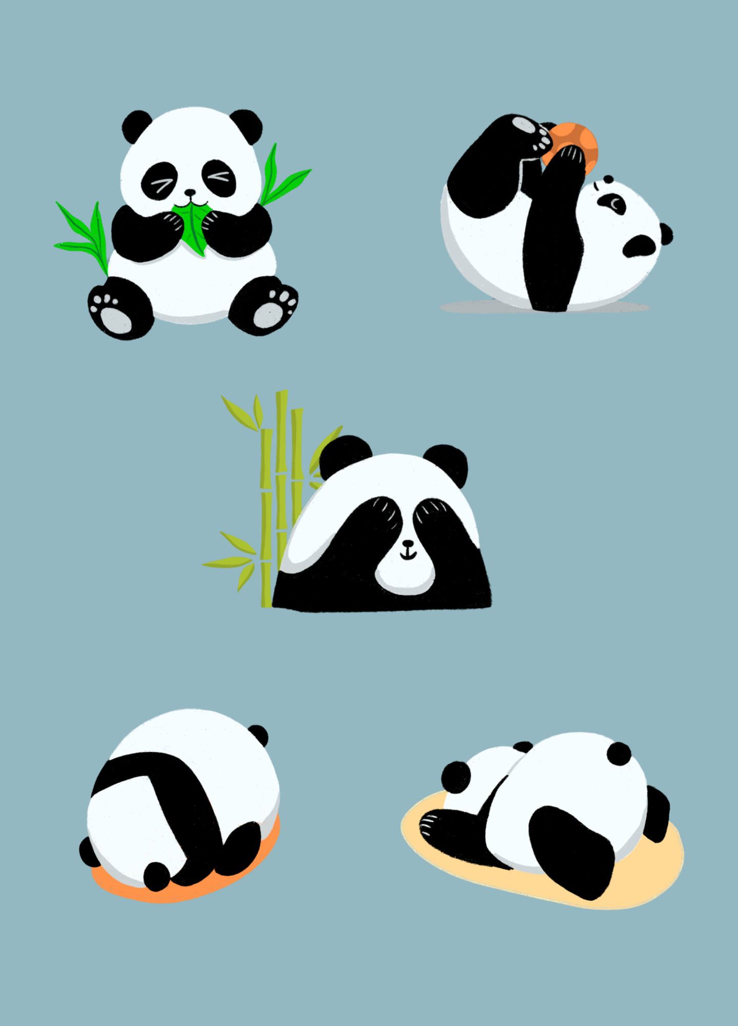 Conjunto Pantalón Pandas - Gris Azulado