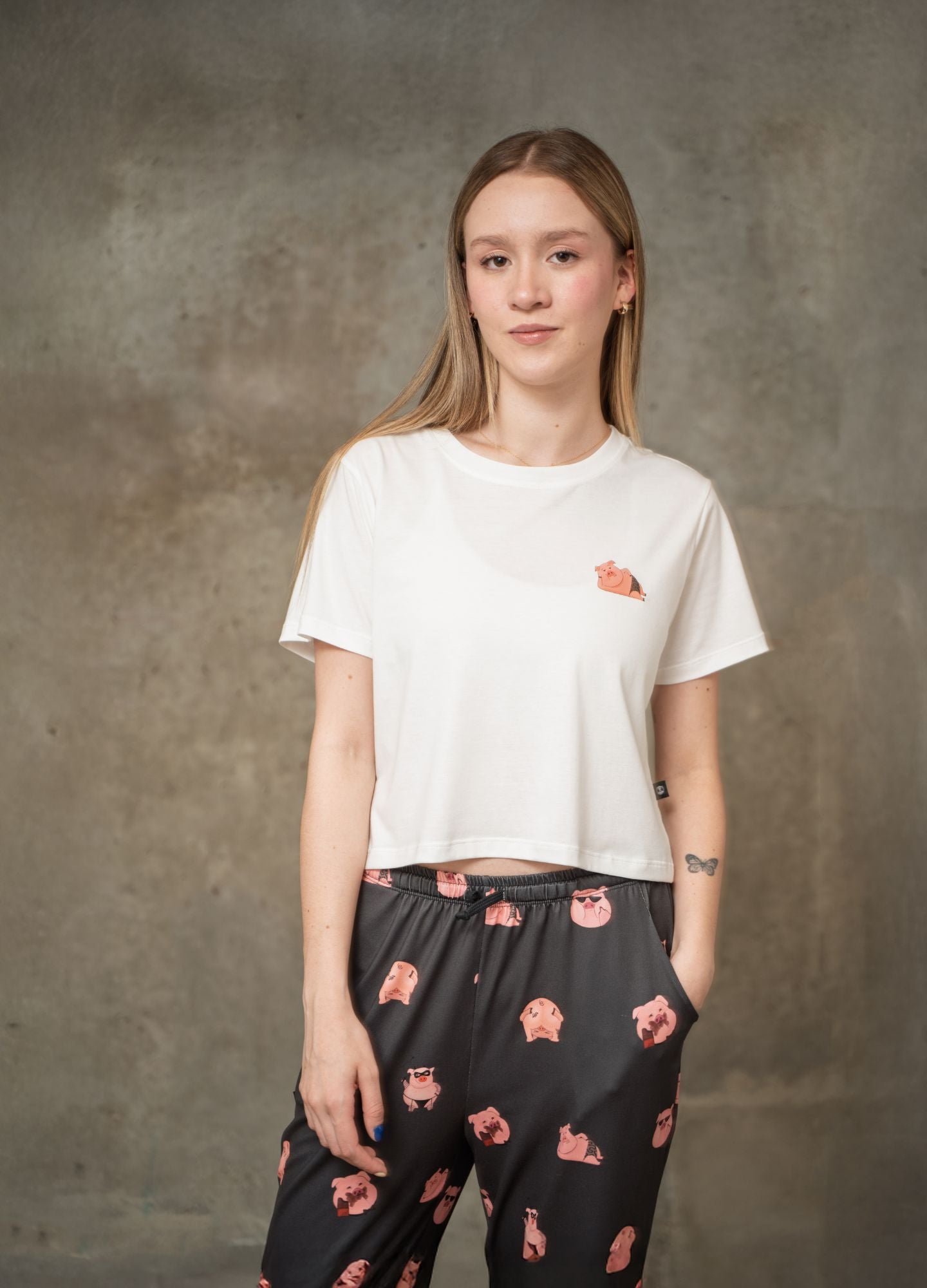 Conjunto Pantalón Cerditos - Negro